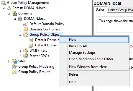Group Policy New GPO